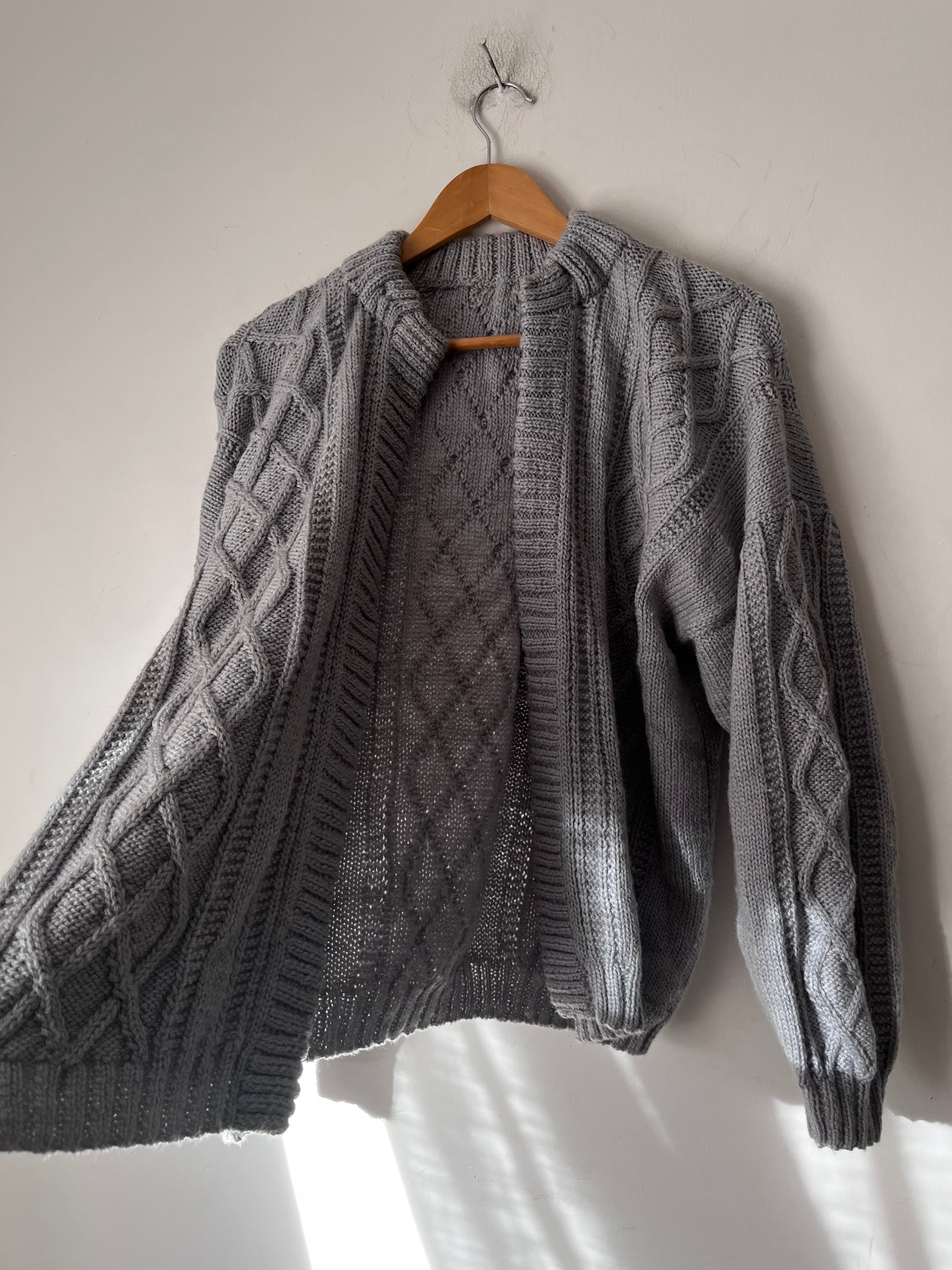 Grey Cable Knit Cardigan (12-14)