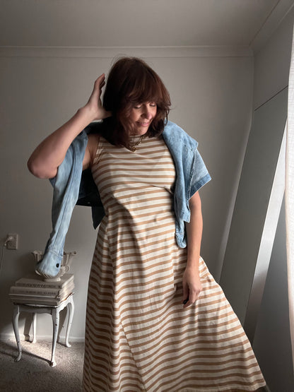KOWTOW Building Block Stripe Dress RRP$179 (8-10)