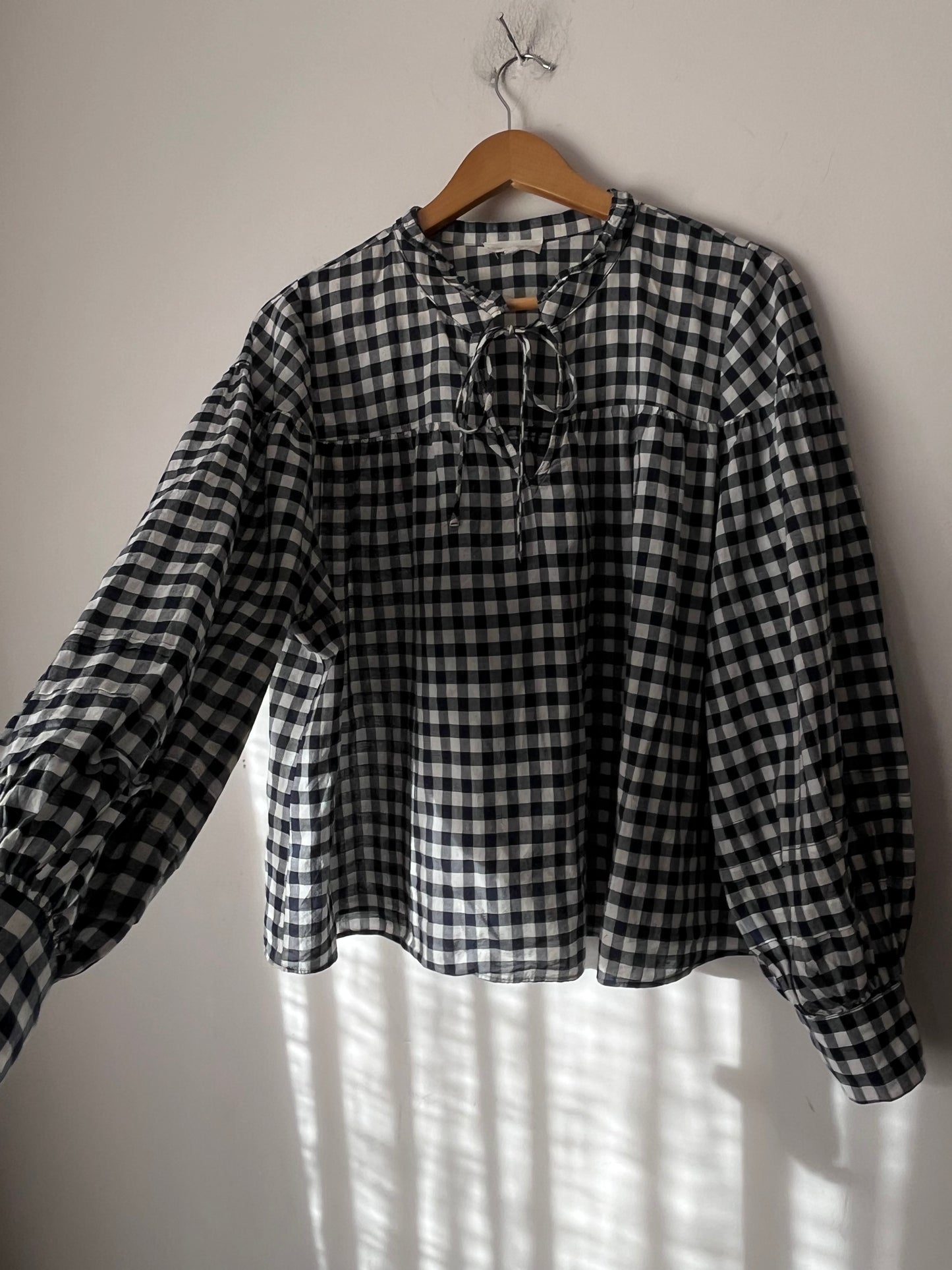 WHISTLES Gingham Cotton Blouse (12)