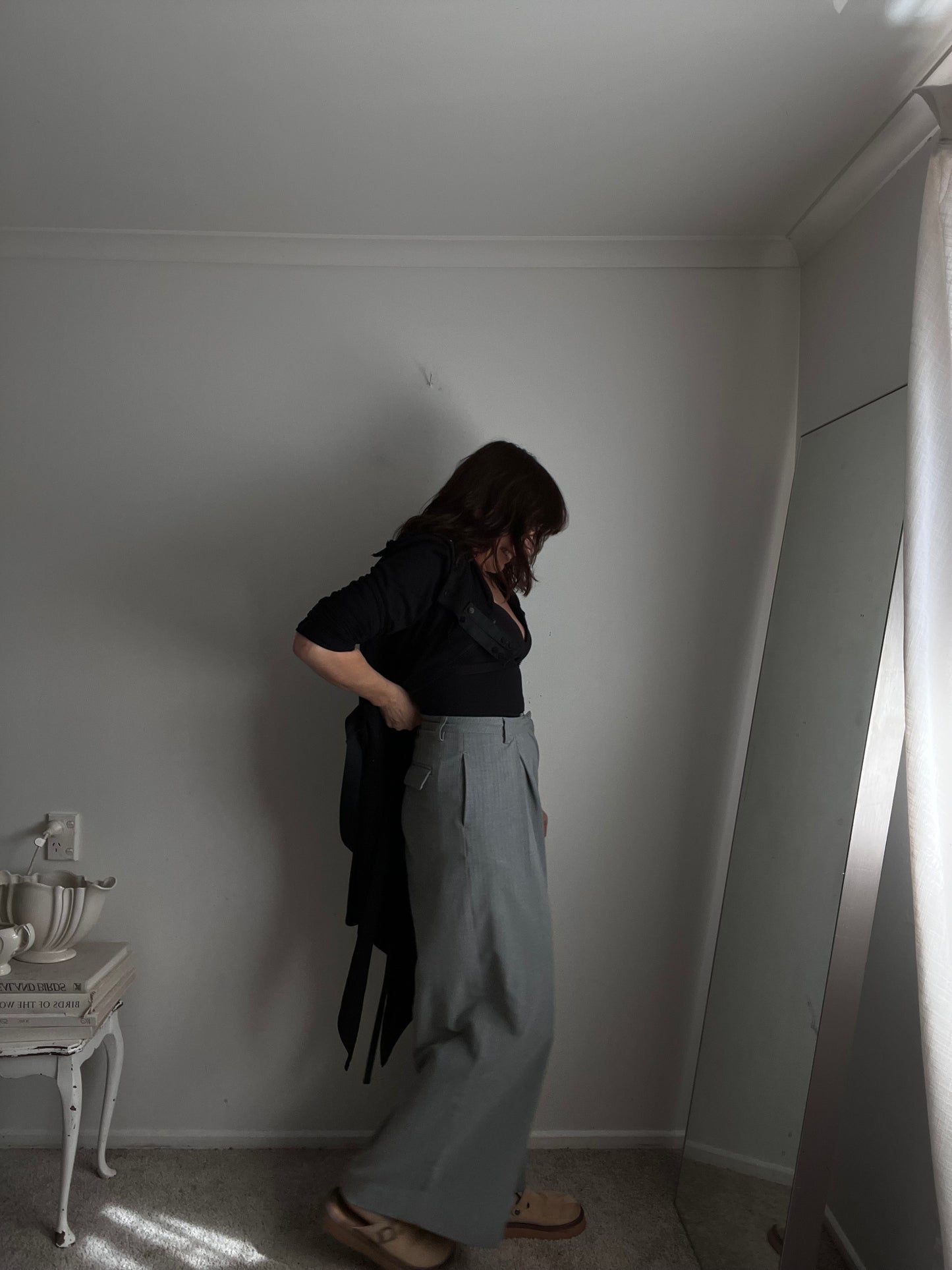 I LOVE UGLY Grey Pinstripe Wide Leg Pants RRP$149 (10-12)