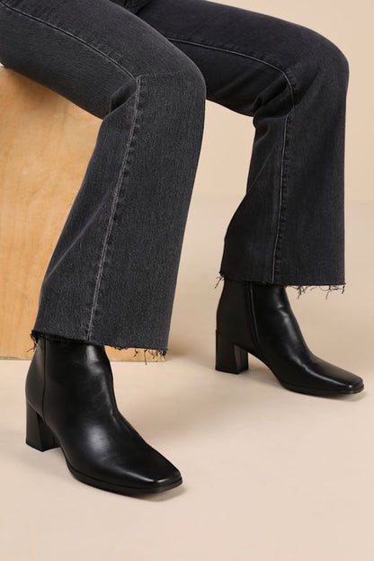 MI PIACI Leather Square Toe Ankle Boots RRP approx. $400 (Size 37)