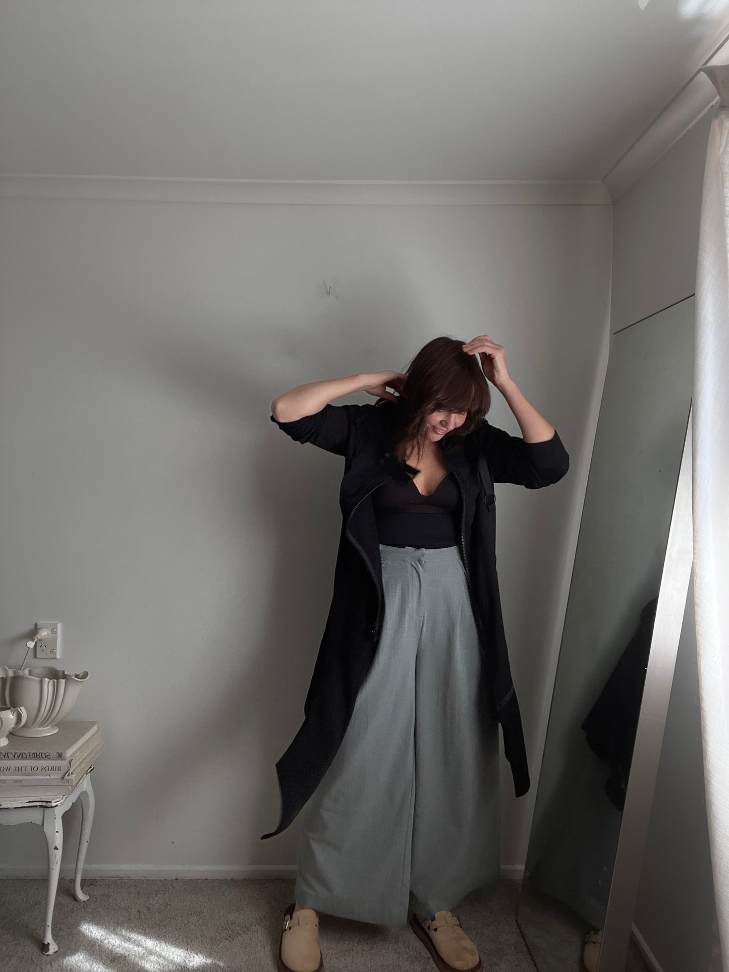 I LOVE UGLY Grey Pinstripe Wide Leg Pants RRP$149 (10-12)