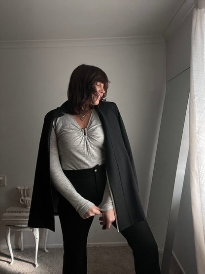 SABA Merino Wool Gathered Detail Top RRP$199 (12-14)
