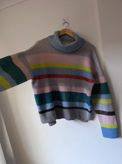 GORMAN Merino Wool Stripe Roll Neck Jumper RRP $249 (12-14)