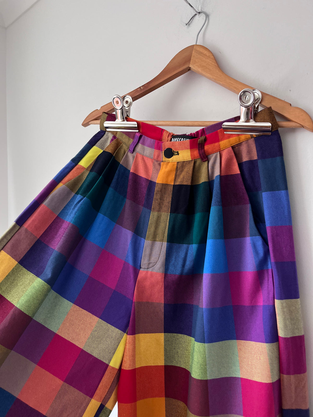 DANGERFIELD Multicolour Check Wide Leg Pants RRP approx. $120 (Size 10)