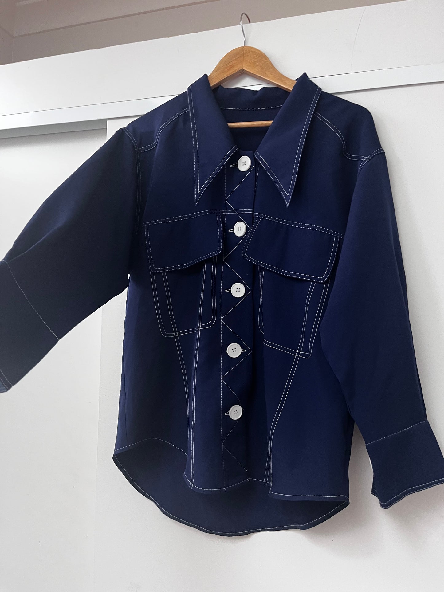 Unbranded 70’s Style Contrast Stitch Utility Shirt (12–14)
