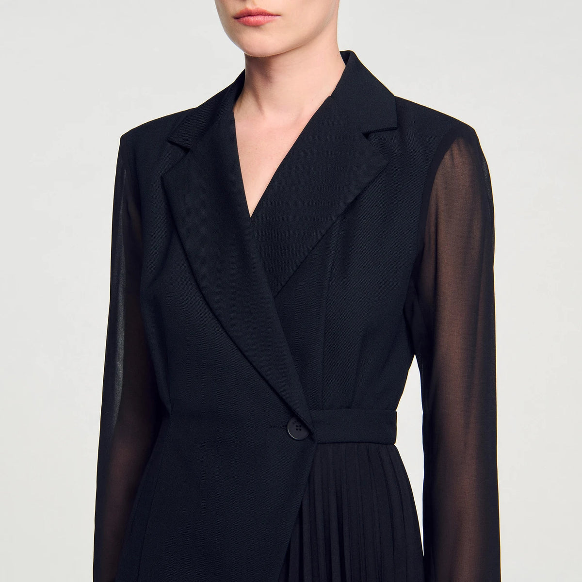 SANDRO Wrap Dress/Jacket with Side Pleats RRP $910 (Size 10-12)
