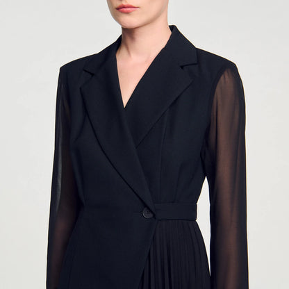 SANDRO Wrap Dress/Jacket with Side Pleats RRP $910 (Size 10-12)
