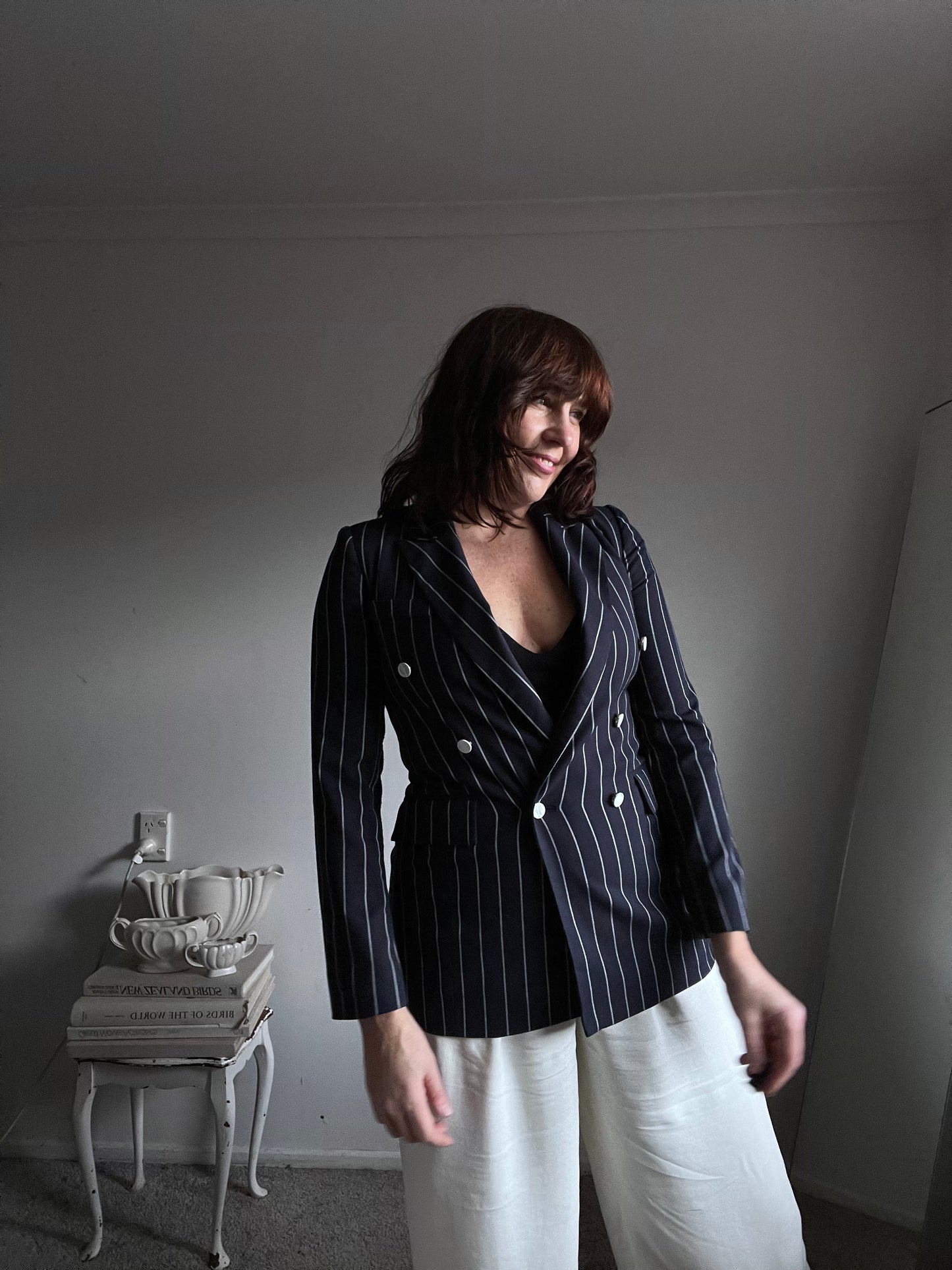 MO&Co. Double-Breasted Pinstripe Blazer RRP$400+.( 6-8)