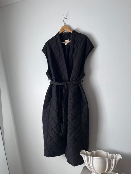 H&M Long Quilted Belted Vest RRP $100 (12-16)
