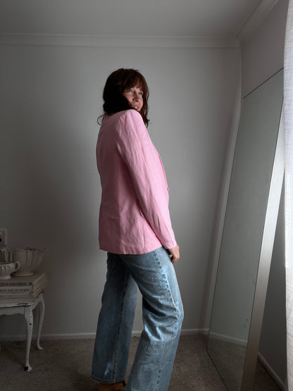 SUPERETTE Pink Linen Blend Blazer RRP approx $399 (10)