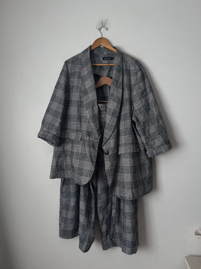 PLAYLIST Linen Blend Check Blazer & Culottes Set RRP$260 (20-22)