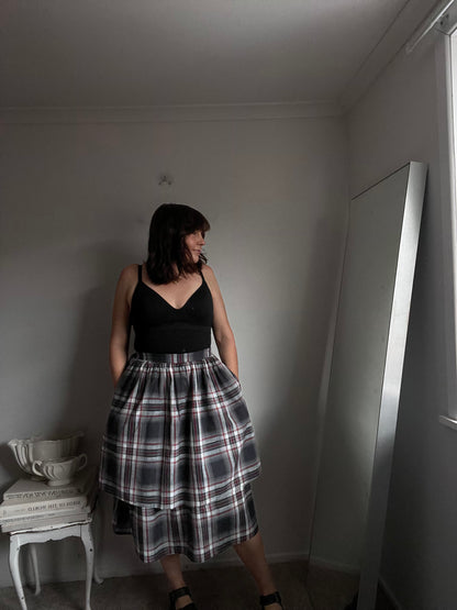 DANGERFIELD Plaid Tiered Cotton Skirt RRP$104 (10)