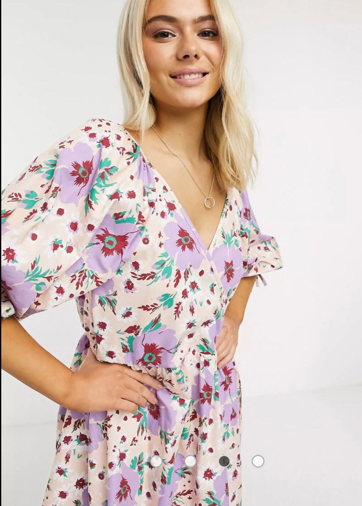 ASOS DESIGN Pink & Purple Floral Wrap Dress RRP$140 (14 imo)