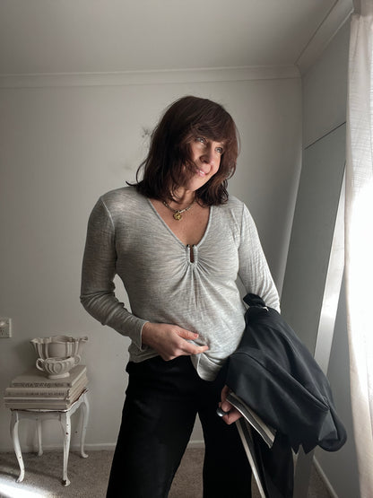 SABA Merino Wool Gathered Detail Top RRP$199 (12-14)