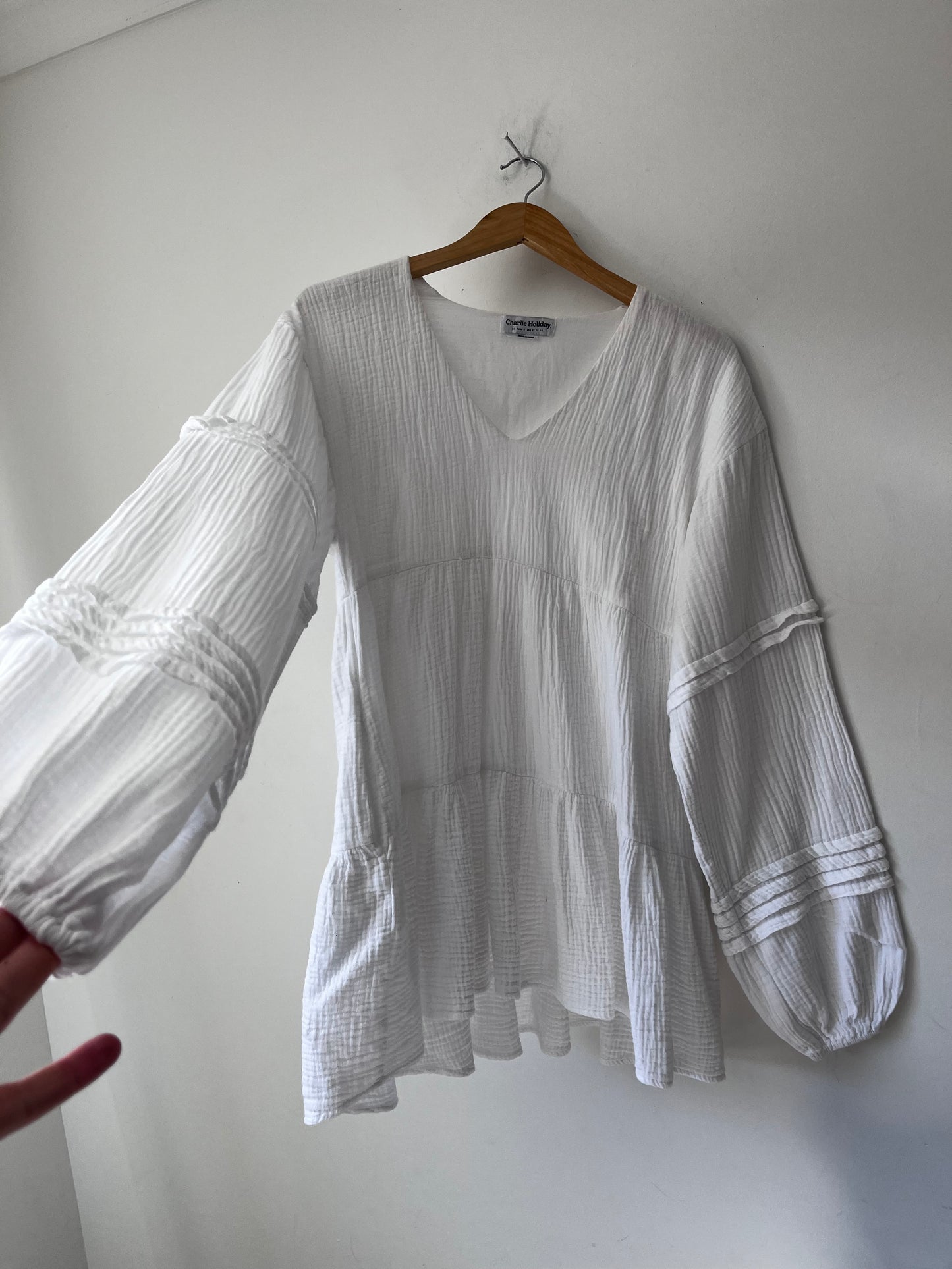 CHARLIE HOLIDAY Cotton Tiered Dress/Blouse (8-8)