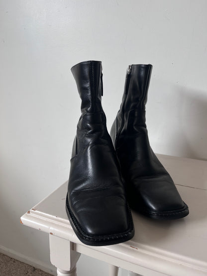 MI PIACI Leather Square Toe Ankle Boots RRP approx. $400 (Size 37)