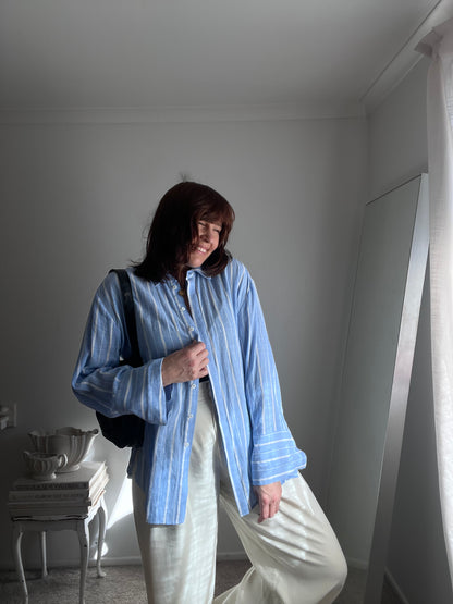 DECJUBA Linen Blend Stripe Shirt RRP$115 (12)