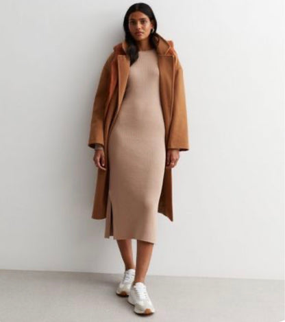 MARLE Camel Ribbed Knit Maxi Dress RRP $299 (8)
