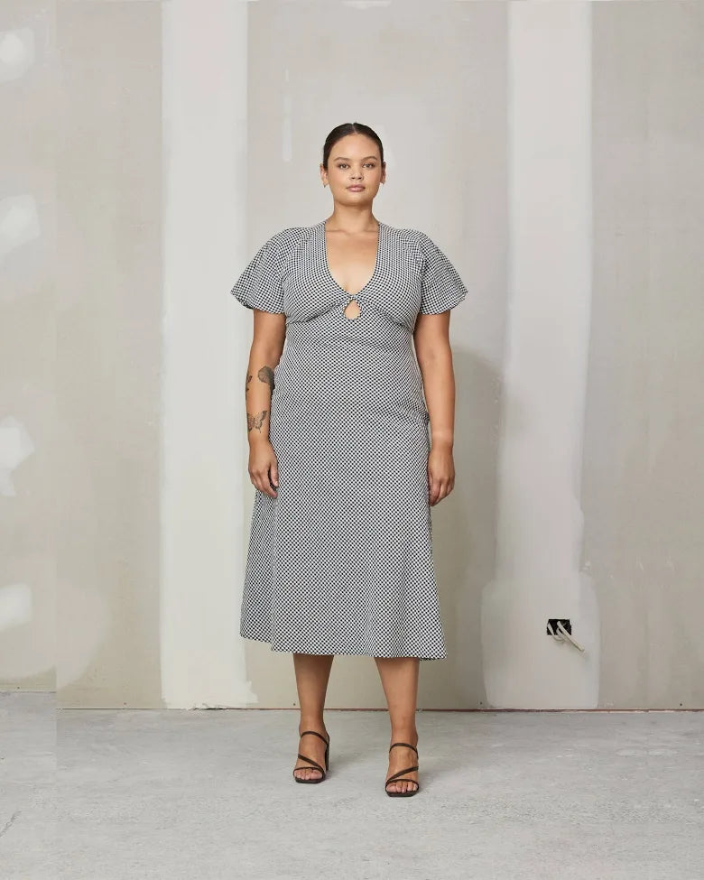 RUBY Clover Gingham Midi Dress RRP$249 (14-18)