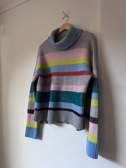 GORMAN Merino Wool Stripe Roll Neck Jumper RRP $249 (12-14)