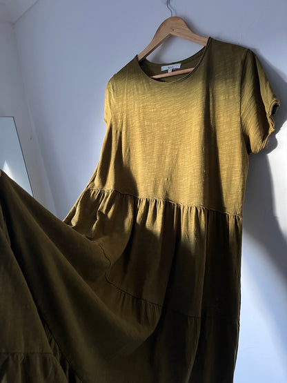 MAX Khaki Tiered Midi Dress RRP approx $129 (10-12)