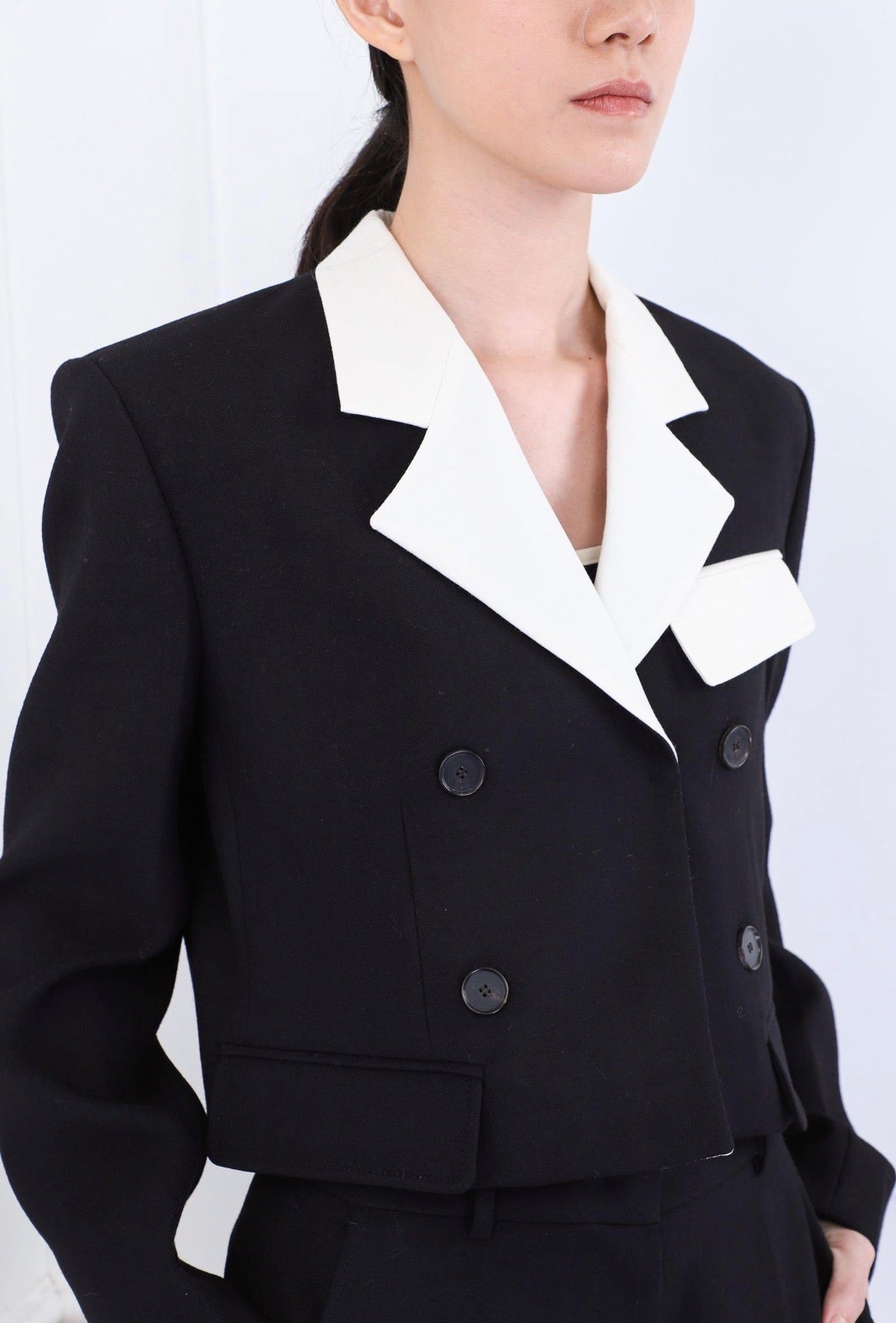 RECTO Contrast-Collar Wool Short Jacket RRP approx. $780 (Size 10)