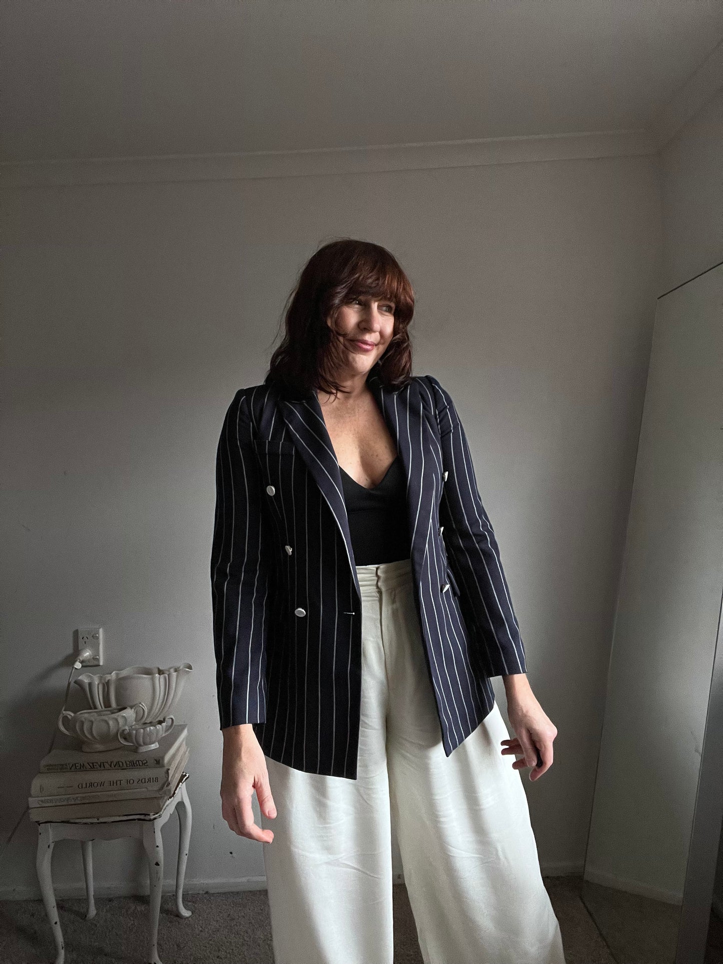MO&Co. Double-Breasted Pinstripe Blazer RRP$400+.( 6-8)