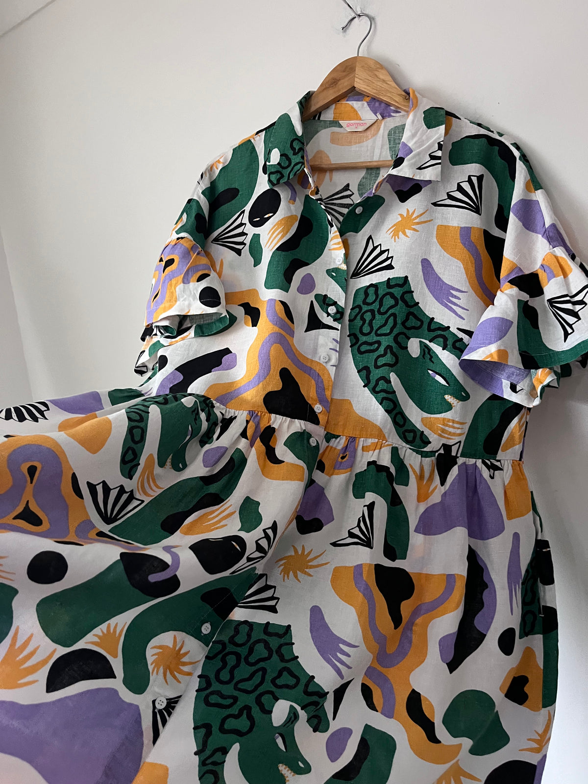 GORMAN Abstract Print Linen Shirt Dress RRP approx. $300 (Size 14)