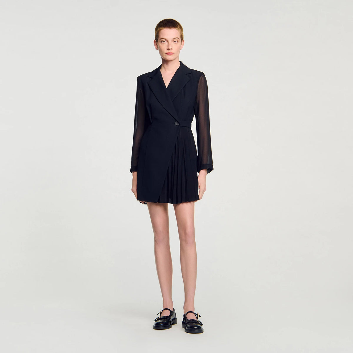 SANDRO Wrap Dress/Jacket with Side Pleats RRP $910 (Size 10-12)