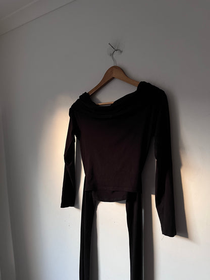RUBY Black Wrap Tie Top RRP$219 (10-12)