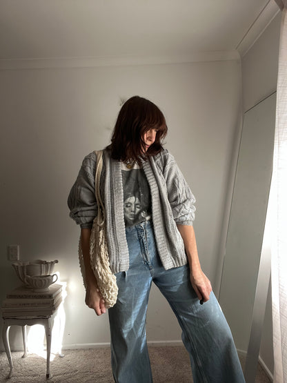 Grey Cable Knit Cardigan (12-14)