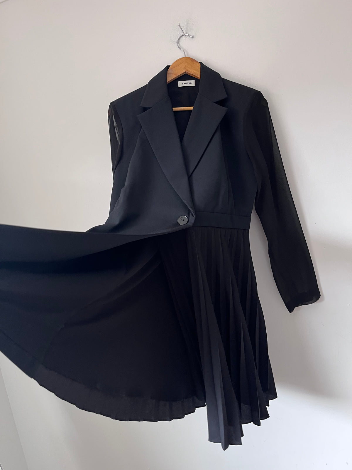 SANDRO Wrap Dress/Jacket with Side Pleats RRP $910 (Size 10-12)