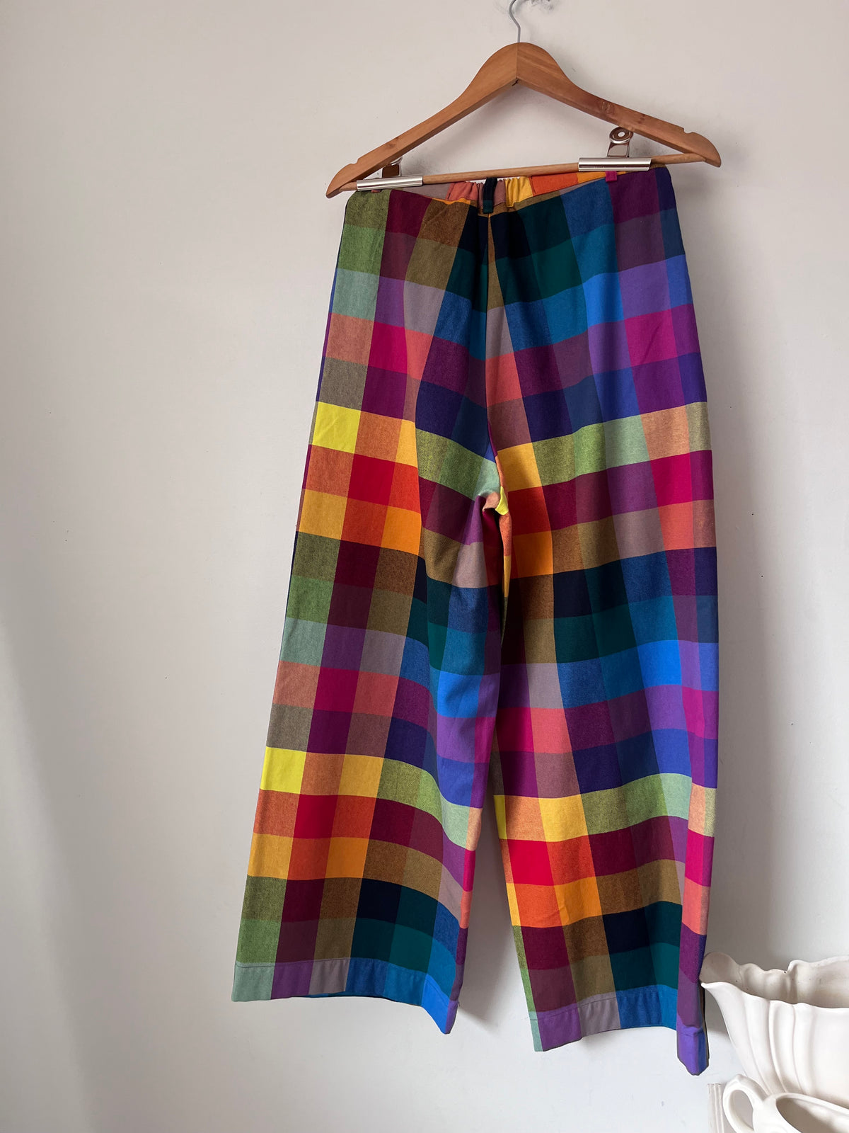 DANGERFIELD Multicolour Check Wide Leg Pants RRP approx. $120 (Size 10)