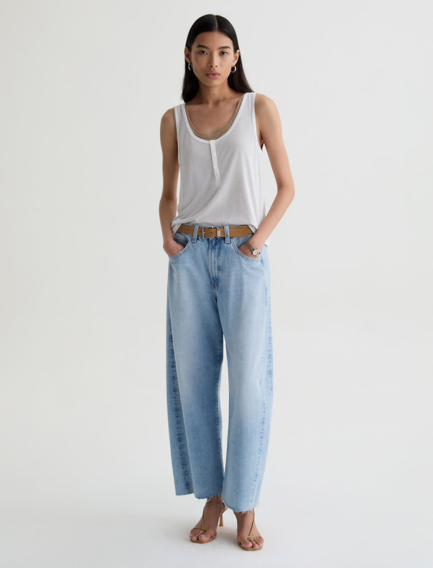 AG Hattie Crop High-Rise Barrel Jeans RRP $569 (10-12)