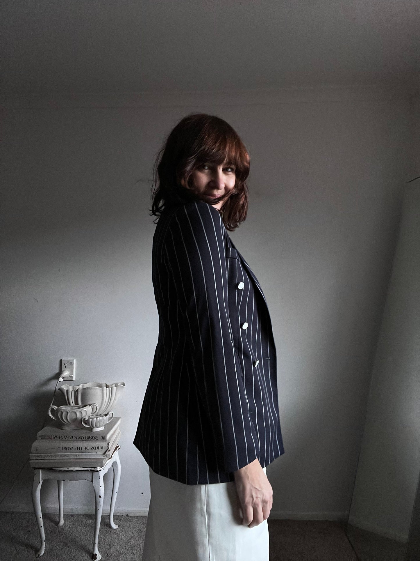 MO&Co. Double-Breasted Pinstripe Blazer RRP$400+.( 6-8)