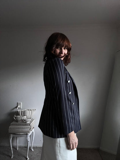MO&Co. Double-Breasted Pinstripe Blazer RRP$400+.( 6-8)