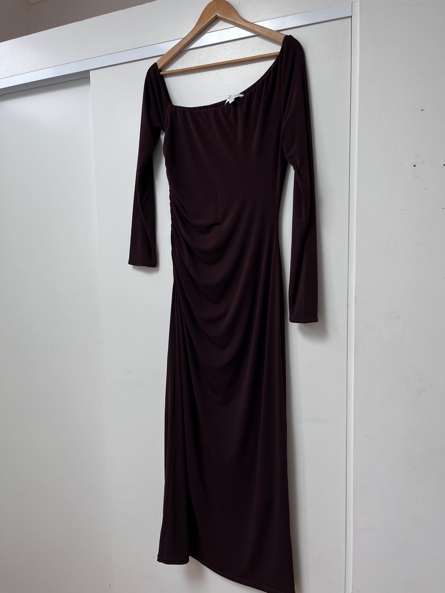 FRIEND OF AUDREY Chocolate Ruched Dress RRP$280 (14)