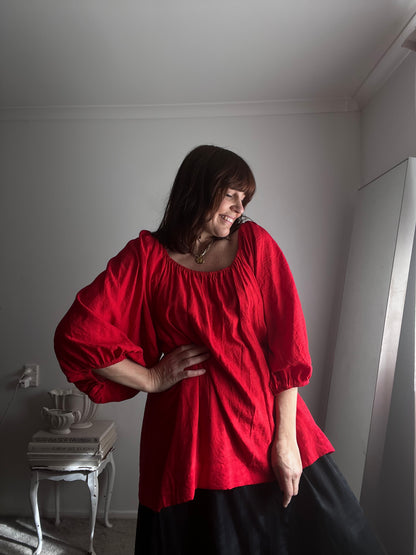 CITY CHIC Red Open Back Peasant Blouse RRP$100 (18–20)