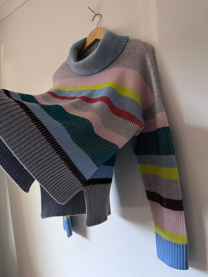 GORMAN Merino Wool Stripe Roll Neck Jumper RRP $249 (12-14)