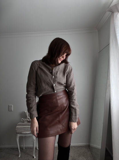 REISS Leather Skirt RRP$440 (12-14)
