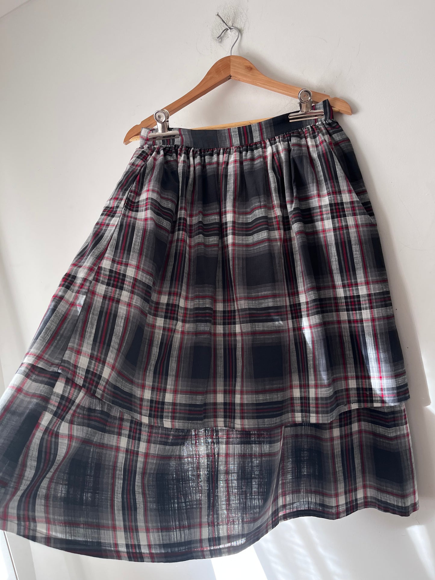 DANGERFIELD Plaid Tiered Cotton Skirt RRP$104 (10)