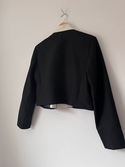 RECTO Contrast-Collar Wool Short Jacket RRP approx. $780 (Size 10)