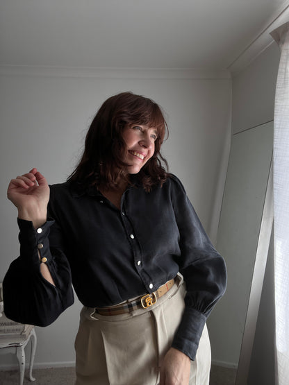 DECJUBA Linen Puff Sleeve Shirt RRP $130 (10)