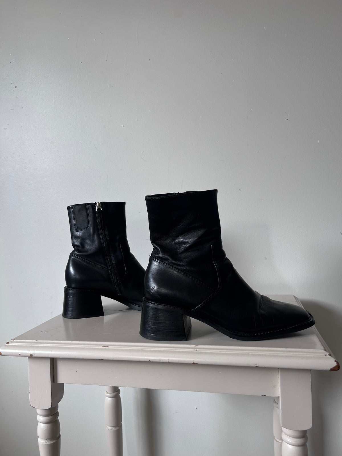 MI PIACI Leather Square Toe Ankle Boots RRP approx. $400 (Size 37)