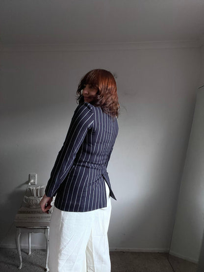MO&Co. Double-Breasted Pinstripe Blazer RRP$400+.( 6-8)