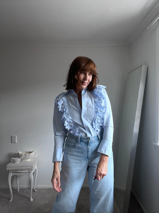 MAGALI PASCAL Ruffled Buttondown RRP$429 (6-8)