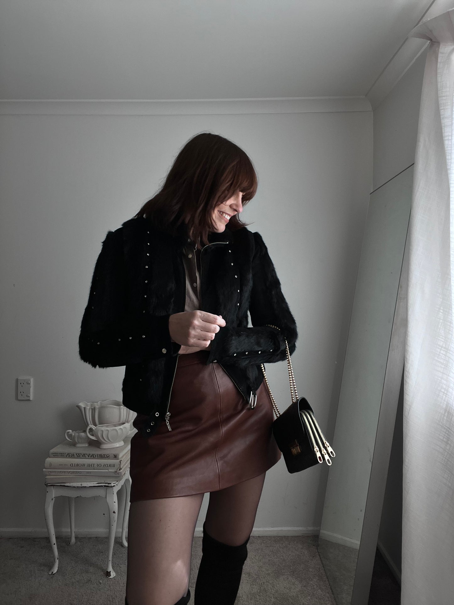 REISS Leather Skirt RRP$440 (12-14)