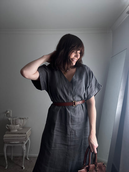WEAR by LOVELINEN Linen V-Neck Dress (10–12)