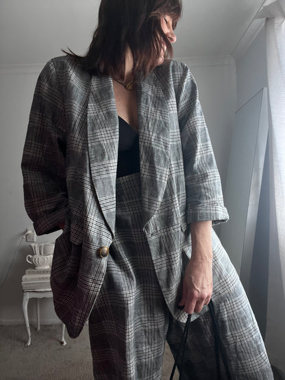 PLAYLIST Linen Blend Check Blazer & Culottes Set RRP$260 (20-22)